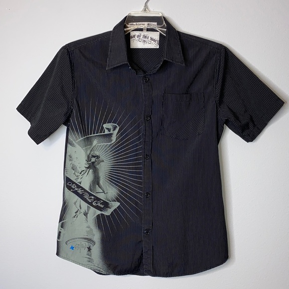 NOTW Not of this World Pinstripe Angel Shirt M Jesus - Picture 1 of 5